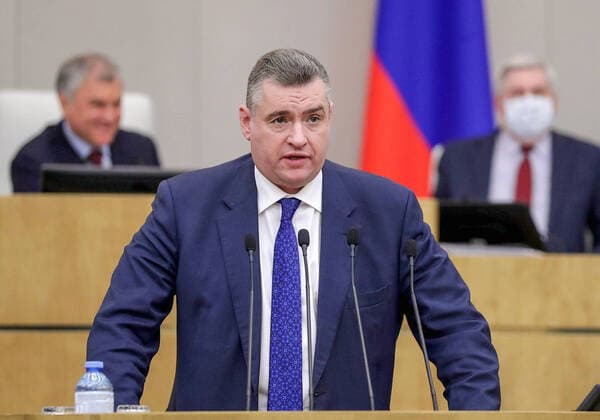 MOSCOW, RUSSIA â€“ FEBRUARY 15, 2022: Lawmaker Leonid Slutsky makes remarks at a plenary session of the State Duma, the lower house of the Russian parliament. Russian State Duma TASS  TS123526
