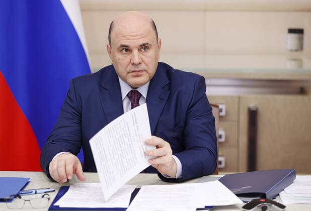 MOSCOW, RUSSIA â€“ FEBRUARY 16, 2022: Russia s Prime Minister Mikhail Mishustin chairs a meeting of the Presidium of the Government Coordination Council to Control the Incidence of the Novel Coronavirus Infection in Russia via video link from the House of the Government. Dmitry Astakhov POOL TASS  TS1239E1