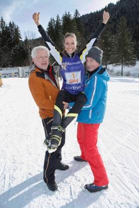 Miroslav Nemec Alena Gerber Heio von Stetten Fototermin STAR BIATHLON 2014 am 30. Januar 2014 auf dem Trainingsgelände Kaltenbrunn bei Garmisch-Partenkirchen. (Sendung am 1. Februar 2014, um 20.15 Uhr im Ersten) *** Miroslav Nemec Alena Gerber Heio from Stetten Photo session Star Biathlon 2014 on 30 January 2014 at the Training ground Kaltenbrunn at Garmisch Partenkirchen Broadcast on 1 February 2014, at 20 15 Clock at first Copyright: x