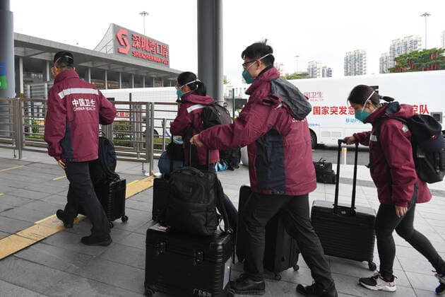 (220217) -- SHENZHEN, Feb. 17, 2022 -- A panel of epidemiology experts set out to Hong Kong for assistance in COVID-19 fight, in Shenzhen, south China s Guangdong Province, Feb. 17, 2022. China s National Health Commission (NHC) said in a statement on the website that it has been paying close attention to the fifth wave of the COVID-19 pandemic in Hong Kong. A panel of epidemiology experts were sent from Guangdong Province to Hong Kong on Thursday, along with two mobile COVID-19 test vehicles, read the statement. ) CHINA-GUANGDONG-HONG KONG-COVID-19-EPIDEMIOLOGY EXPERTS (CN) LiangxXu 
