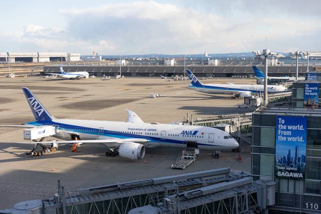 February 17, 2022, Tokyo, Japan: All Nippon Airways (ANA) airplane is seen at Haneda Airport..Japan™s Prime Minister Fumio Kishida announced at his press.Conference on February 17th 2022 that Japan will ease entry.Restrictions for foreign students and business travelers as well as.shorten the quarantine period for all arrivals to three days. Tokyo Japan - ZUMAs197 20220217_zaa_s197_110 Copyright: xStanislavxKogikux