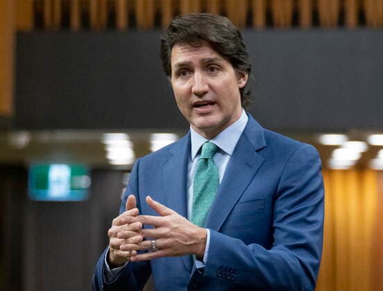 February 17, 2022, Ottawa, Canada: Prime Minister JUSTIN TRUDEAU speaks about the implementation of the Emergencies Act in Ottawa. Ottawa Canada  - ZUMAc35_ 20220217_zaf_c35_013 Copyright: xAdrianxWyldx