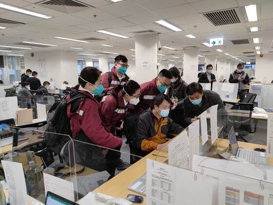 (220219) -- HONG KONG, Feb. 19, 2022 -- Epidemiologists visit the Contact Tracing Office under the Communicable Disease Branch of the Center for Health Protection of the Department of Health of the Hong Kong Special Administrative Region (HKSAR) government in south China s Hong Kong, Feb. 19, 2022. A delegation of mainland epidemiologists on Saturday continued visiting anti-COVID-19 institutions and facilities in the HKSAR, and learned about the environmental investigation carried out by the HKSAR government. ( Handout via Xinhua) CHINA-HONG KONG-MAINLAND EXPERTS-ANTI-COVID-19 (CN) InformationxServicesxDepartmentxofxthexGovernmentxofxthexHKSAR 