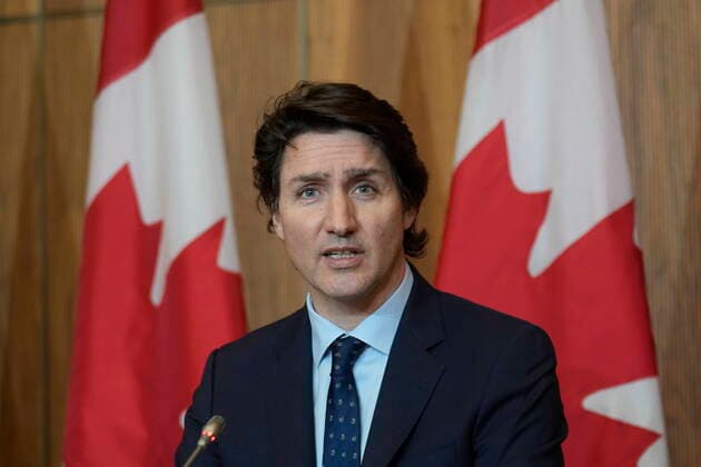 News Themen der Woche KW08 News Bilder des Tages February 23, 2022, Ottawa, ON, Canada: Prime Minister Justin Trudeau addresses a news conference in Ottawa, Wednesday, Feb.23, 2022. Trudeau says the government is revoking the Emergencies Act now that the crisis in Ottawa and Canada s border crossings has calmed down. Ottawa Canada  - ZUMAc35_ 20220223_zaf_c35_037 Copyright: xAdrianxWyldx