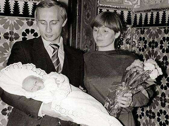 Before rising to power as one of the most infamous leaders in the world, Putin was a playful, hipster-dressing man in love. circa 1986, Russia: Young VLADIMIR PUTIN with his wife Lyudmila and daughter. St. Petersburg Russia - ZUMAz03_ 19860808_smk_z03_779 Copyright: xRussianxArchivesx