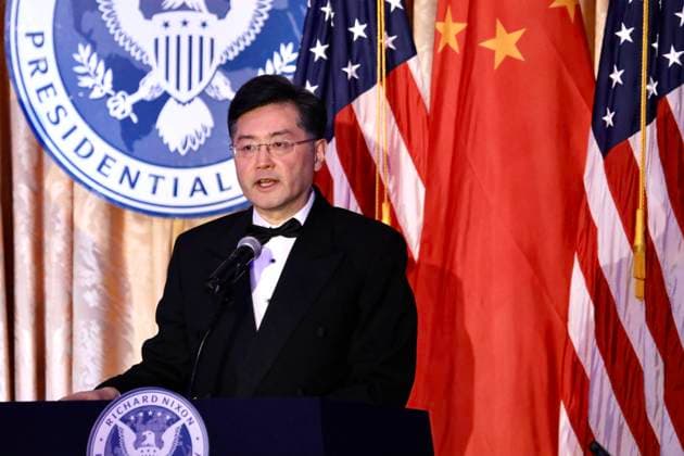 (220226) -- YORBA LINDA, Feb. 26, 2022 () -- Chinese Ambassador to the United States Qin Gang addresses an event to commemorate the 50th anniversary of former U.S. President Richard Nixon s visit to China, in Yorba Linda, the United States, Feb. 24, 2022. TO GO WITH Competition, confrontation should not be keynote of China-U.S. ties: Chinese diplomat () U.S.-YORBA LINDA-CHINA-QIN GANG-COMMEMORATION EVENT Xinhua 
