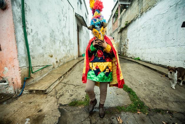 February 28, 2022: Residents of the town of Alto Tio Diego celebrate the traditional Afro-Mexican carnival. In this carnival, the residents usually wear wooden masks in the form of animals such as cows, bulls, horses and other costumes. This is a tradition that has been celebrated since the colonial era of Mexico - ZUMAqp1_ 20220228_zip_qp1_003 Copyright: xHectorxAdolfoxQuintanarxPerezx