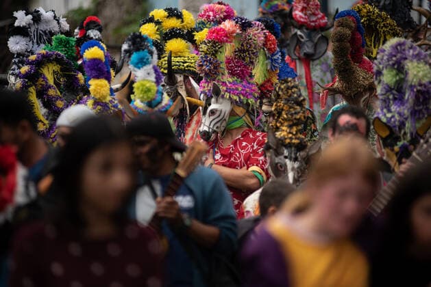 February 28, 2022: Residents of the town of Alto Tio Diego celebrate the traditional Afro-Mexican carnival. In this carnival, the residents usually wear wooden masks in the form of animals such as cows, bulls, horses and other costumes. This is a tradition that has been celebrated since the colonial era of Mexico - ZUMAqp1_ 20220228_zip_qp1_010 Copyright: xHectorxAdolfoxQuintanarxPerezx