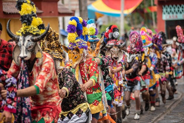 February 28, 2022: Residents of the town of Alto Tio Diego celebrate the traditional Afro-Mexican carnival. In this carnival, the residents usually wear wooden masks in the form of animals such as cows, bulls, horses and other costumes. This is a tradition that has been celebrated since the colonial era of Mexico - ZUMAqp1_ 20220228_zip_qp1_013 Copyright: xHectorxAdolfoxQuintanarxPerezx