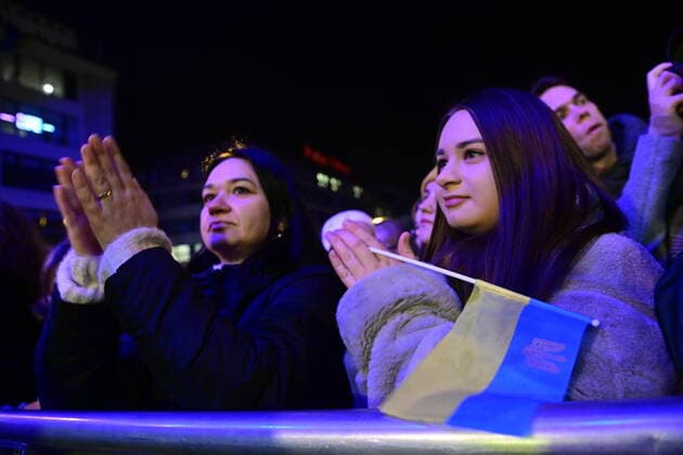 Benefit concert for Ukraine took place on Wenceslas Square in Prague, Czech Republic, on Tuesday, March 1st, 2022. (CTKxPhoto RomanxVondrous) CTKPhotoP2022030110027 