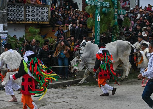 San Juan Chamula Carnival Ends With Running Of The Bulls A scene of bull running through the streets of San Juan Chamula on the last day of the annual carnival also known as K in Tajimoltic. On Tuesday, February 1, 2022, in San Juan Chamula, Chiapas, Mexico. San Juan Chamula Mexico  Copyright: xArturxWidakx originalFilename: widak-sanjuanc220301_nppx6.jpg
