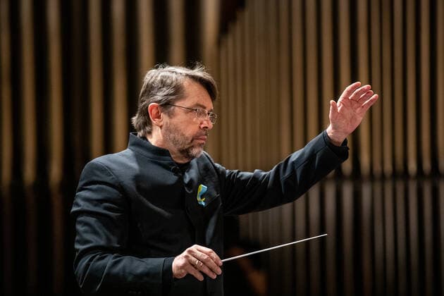 Concert of Ukrainian pianist Vadym Kholodenko and Janacek Philharmonic Ostrava, with Polish-Russian conductor Andrey Boreyk (photo), to be symbolically devoted to Ukraine took place in Ostrava culture house, Ostrava, Czech Republic, on Thursday, March 3, 2022. (CTKxPhoto VladimirxPrycek) CTKPhotoP2022030310694  PRY 0001