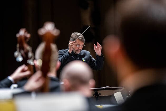 Concert of Ukrainian pianist Vadym Kholodenko and Janacek Philharmonic Ostrava, with Polish-Russian conductor Andrey Boreyk (photo), to be symbolically devoted to Ukraine took place in Ostrava culture house, Ostrava, Czech Republic, on Thursday, March 3, 2022. (CTKxPhoto VladimirxPrycek) CTKPhotoP2022030310806  PRY 0013
