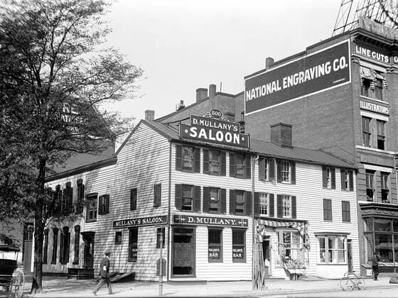 Man walking outside Mullany s Saloon ca. 1913 1062_05_l_-7661-