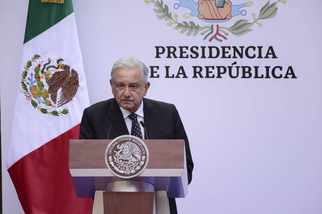 MexicoÂ s President Lopez Obrador at International Women Day Press Conference MEXICO CITY, MEXICO 8, MARCH 8, 2022: The President of Mexico, Andres Manuel Lopez Obrador speaks during the morning press conference for the International WomenÂ s Day at the National Palace. On march 8, 2022 in Mexico City, Mexico. (Photo by Carlos Tischler Eyepix Group). Copyright: xCarlosxTischlerx xEyepixxGroupx EYEPIX_CT_08032022_57481