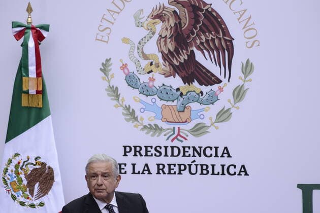 MexicoÂ s President Lopez Obrador at International Women Day Press Conference MEXICO CITY, MEXICO 8, MARCH 8, 2022: The President of Mexico, Andres Manuel Lopez Obrador speaks during the morning press conference for the International WomenÂ s Day at the National Palace. On march 8, 2022 in Mexico City, Mexico. (Photo by Carlos Tischler Eyepix Group). Copyright: xCarlosxTischlerx xEyepixxGroupx EYEPIX_CT_08032022_57483