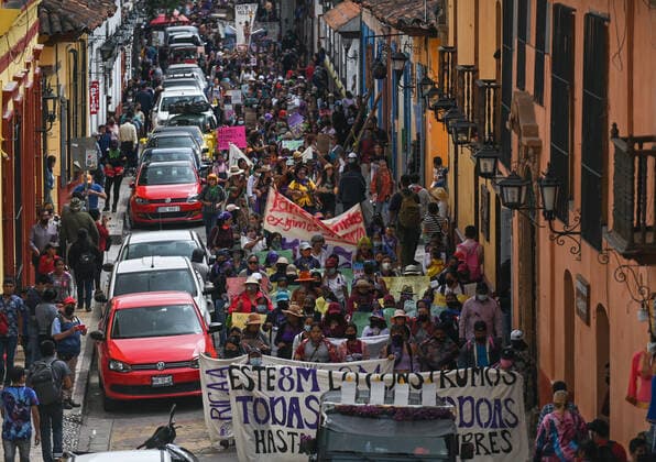 International Women s Day March In San Cristobal De Las Casas Hundreds of women marched through San Cristobal de las Casas center on International Women s Day, demanding an end to feminicide and other gender-based violence in Chiapas and Mexico. On Tuesday, March 8, 2022, in San Cristobal de las Casas, Chiapas, Mexico. San Cristobal de las Casas Mexico  Copyright: xArturxWidakx originalFilename: widak-internat220308_npUb4.jpg