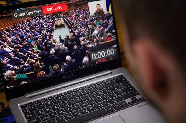 News Themen der Woche KW10 News Bilder des Tages KYIV, UKRAINE - MARCH 8, 2022 - President of Ukraine Volodymyr Zelenskyy addresses the House of Commons of the UK, Kyiv, capital of Ukraine. The photo is courtesy of the Office of the President of Ukraine. Address of Ukrainian President to UK parliament  Copyright: xUKRINFORMx