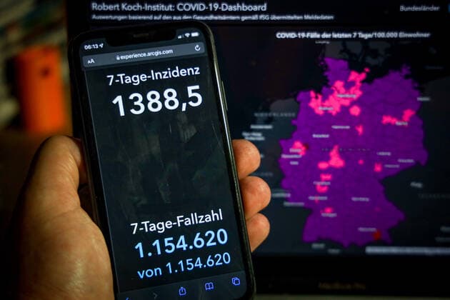 Coronavirus in Deutschland - Covid-19-Dashboard des Robert Koch-Institut 10.03.2022: Robert Koch-Institut: 7-Tage-Inzidenz 1288,5. 7-Tage-Fallzahl 1.154.620 COVID-19-Fälle 16.504.822 Zugang um 262.752 gegenüber dem Vortag. COVID-19-Todesfälle 125.023 Zugang um 259 gegenüber dem Vortag.