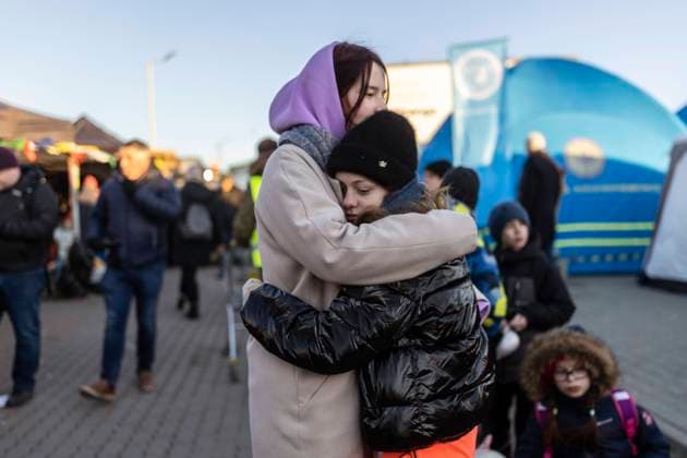 Ukrainians, adults and children, stay next to the border between Ukraine and Poland in Medyka, Poland, 11 March 2022. According to the United Nations refugee agency (UNHCR), at least 2.5 million people have fled Ukraine since the beginning of the Russian invasion on 24 February. Ukrainian refugees in Medyka !ACHTUNG: NUR REDAKTIONELLE NUTZUNG!  Copyright: xRodrigoxJimenezx GRAF6477 20220311-81a5bd8bac02210991286bab7b85236bc63cb068