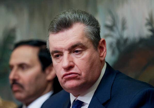MOSCOW, RUSSIA - MARCH 14, 2022: Leonid Slutsky, chairman of the Russian State Duma s International Affairs Committee, attends a press conference by Russia s Foreign Minister Sergei Lavrov and Qatar s Deputy Prime Minister and Foreign Minister Mohammed bin Abdulrahman bin Jassim Al Thani at the Russian Foreign Ministry s Reception House. Alexander Shcherbak TASS  TS127AE2