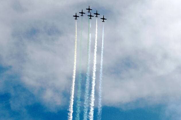 News Themen der Woche KW11 News Bilder des Tages (220314) -- ISLAMABAD, March 14, 2022 -- Pakistani jets perform aerobatic maneuvers during the rehearsal of the Pakistan Day military parade in Islamabad, capital of Pakistan on March 14, 2022. Pakistan Day, also known as Republic Day, falls on March 23 annually. ) PAKISTAN-ISLAMABAD-PAKISTAN DAY-AIR SHOW-REHEARSAL AhmadxKamal 