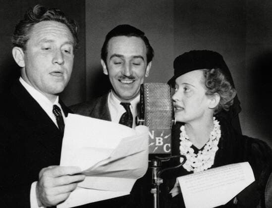 Spencer Tracy, Walt Disney, Bette Davis during a radio program, circa 1939. File Reference 34145-587THA  Copyright: xCinemaxLegacyxCollection ThexHollywoodxArchivex 34145-587THA