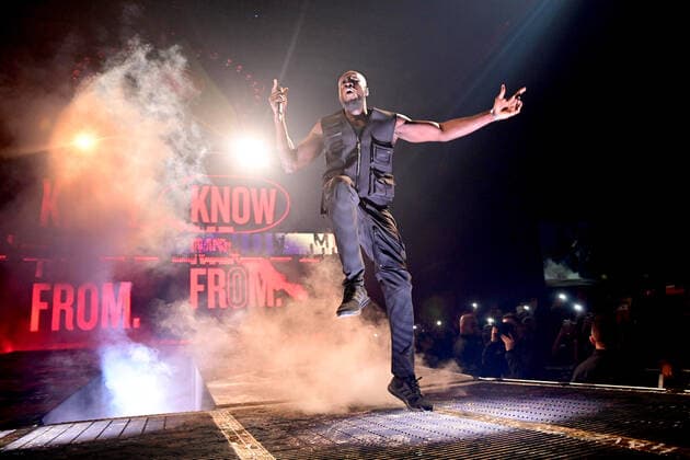 Grime superstar Stormzy performing at the First Direct Arena in Leeds, United Kingdom on his rescheduled Heavy Is The Head UK Arena Tour. Featuring: Stormzy Where: Leeds, United Kingdom When: 16 Mar 2022 Credit: Graham Finney Cover Images Copyright: xGrahamxFinneyx xCoverxImagesx 51295285 EDITORIAL USE ONLY. NOT FOR USE BY NEWSPAPERS BASED IN THE UK.