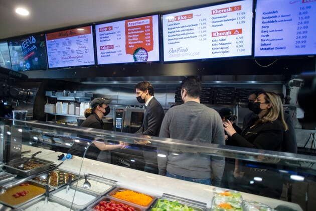 March 17, 2022, RICHMOND HILL, ON, CAN: Prime Minister Justin Trudeau greets staff as he visits Heeva Fine Foods in Richmond Hill, Ont., on Thursday, March 17, 2022 to mark Nowruz. RICHMOND HILL CAN  - ZUMAc35_ 20220317_zaf_c35_013 Copyright: xChrisxYoungx