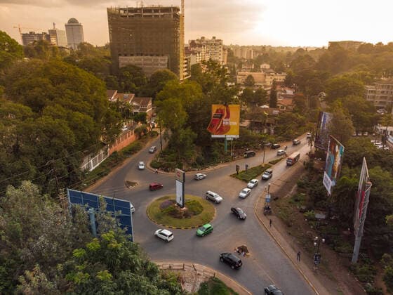 Aerial view of Nairobi roads at the sunset, Nairobi, Kenya, Africa LeonardoMangia REDA&CO 1028_14_LEM00162