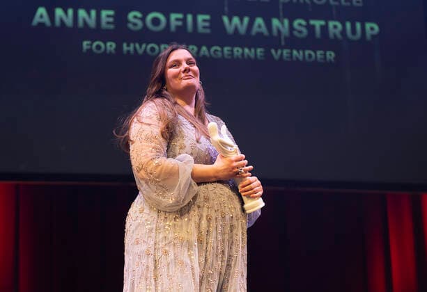 AArets bedste kvindelige birolle for Hvor kragerne vender gaar til Anne Sofie Wanstrup. Bodilpriserne 2022 uddeles i Folketeatret i Koebenhavn, loerdag den 19. marts 2022.. , Copenhagen Denmark