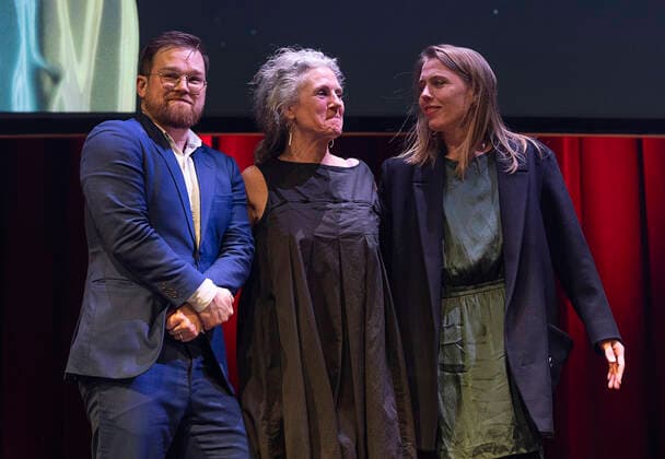 AArets bedste manuskript gaar til Jesper Fink, Charlotte Sieling og Maya Ilsoee for Margrete den Foerste. Bodilpriserne 2022 uddeles i Folketeatret i Koebenhavn, loerdag den 19. marts 2022.. , Copenhagen Denmark