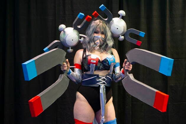 March 19, 2022, TORONTO, ON, CAN: Cereste cosplays as a cross over between Magneton from Pokemon and Kitana from Mortal Combat at Toronto Comicon, on Saturday, March 19, 2022. The event returns for the first time since 2019 due to COVID-19 restrictions. TORONTO CAN  - ZUMAc35_ 20220319_zaf_c35_094 Copyright: xChrisxYoungx