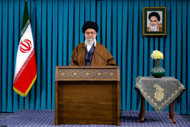 News Themen der Woche KW11 News Bilder des Tages March 20, 2022, Tehran, Tehran, Iran: A handout photo made available by the supreme leader s office shows the Supreme Leader of Iran Ayatollah ALI KHAMENEI addressing the nation on the occasion of Nowruz, the Persian New Year, in Tehran, Iran, 20 March 2022. The Persian New Year, starting on 20 March, also marks the beginning of spring. Tehran Iran  - ZUMAi98_ 20220320_zih_i98_016 Copyright: xIranianxSupremexLeader SxOfficex