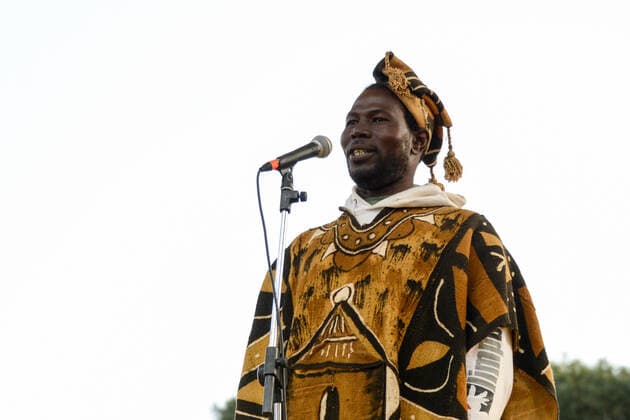 The testimony of a refugee during Together for Peace , anti-war demonstration in Piazza San Govanni, News in Rome, Italy, March 20 2022