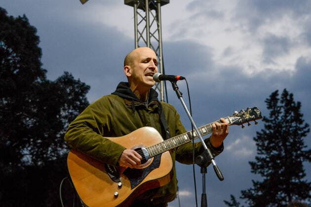Giovanni Truppi, artist during Together for Peace , anti-war demonstration in Piazza San Govanni, News in Rome, Italy, March 20 2022