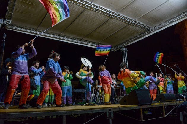 Beng Band during Together for Peace , anti-war demonstration in Piazza San Govanni, News in Rome, Italy, March 20 2022
