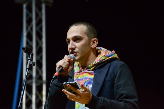 Petro Turano, actor during Together for Peace , anti-war demonstration in Piazza San Govanni, News in Rome, Italy, March 20 2022