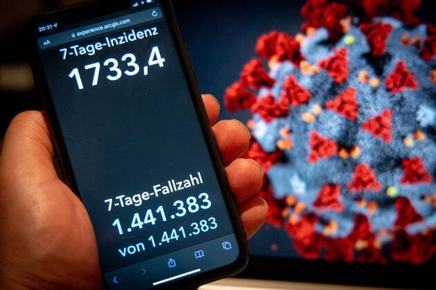 Coronavirus in Deutschland - Covid-19-Dashboard des Robert Koch-Institut 22.03.2022: Robert Koch-Institut: 7-Tage-Inzidenz 1733,4. 7-Tage-Fallzahl 1.441.383 COVID-19-Fälle 18.994.411 Zugang um 222.080 gegenüber dem Vortag. COVID-19-Todesfälle 127.193 Zugang um 264 gegenüber dem Vortag.