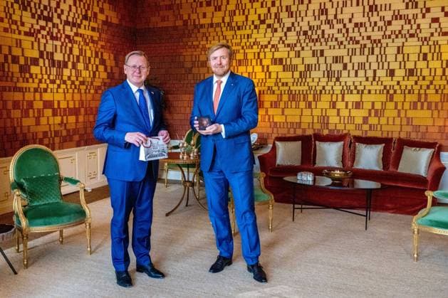 News Themen der Woche KW12 News Bilder des Tages König Willem-Alexander der Niederlande empfängt Bodo Ramelow in Den Haag 23-03-2022 Bosch King Willem-Alexander during a meeting with the president of the German bundestag, Bodo Ramelow, at palace Huis ten Bosch in The Hague. Â  Copyright: xPPEx