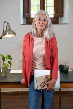 Mature freelancer with diary and laptop at home model released property released, VEGF05428
