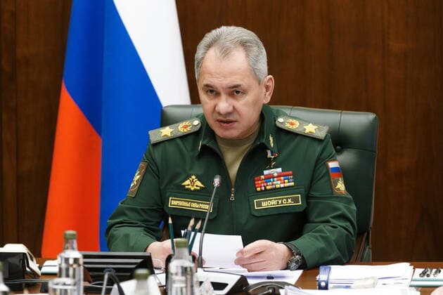 News Themen der Woche KW12 MOSCOW, RUSSIA â€“ MARCH 26, 2022: Russia s Defence Minister Shoigu is seen during a working meeting of senior Russian Defence Ministry officials. Vadim Savitsky Russian Defence Ministry TASS  TS129910