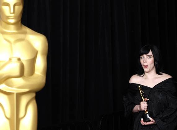 Billie Eilish winner of Best Original Song No Time To Die from No Time To Die, appears backstage with her Oscar during the 94th annual Academy Awards at Loews Hollywood Hotel in the Hollywood section of Los Angeles, California on Sunday, March 27, 2022.  LAP20220327940 JOHNxANGELILLO