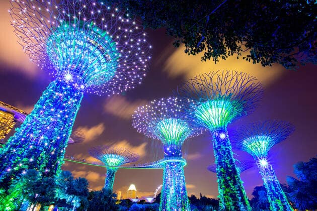 Creative Highlights World SINGAPORE - AUGUST 26, 2017: Supertrees at Gardens by the Bay. The tree-like structures are fitted with environment technology that mimic the ecology function of trees., model released, , property released, , 33176342.jpg, bay, singapore, garden, night, tree, grove, supertree, city, tourist, super, marina, attraction, modern, colorful, view, architecture, asian, aisa, scene, landmark, cityscape, people, beautiful, nature, natural, light, travel, technology, building, park, tourism, urban, forest, magic, scenic, scenery, avatar, show, dusk, colourful, sculpture