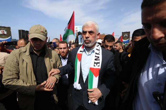 March 30, 2022, Gaza city, Gaza Strip, Palestinian Territory: Yahya Sinwar, Hamas political chief in Gaza strip attends a rally marking the 46th anniversary of Land Day, in Gaza City on March 30, 2022. - Land Day commemorates the events of March 30, 1976, when Israeli troops shot and killed six people among Arab Israeli and Palestinians protesting land confiscations Gaza city Palestinian Territory - ZUMAap3_ 20220330_zaf_ap3_205 Copyright: xAshrafxAmrax