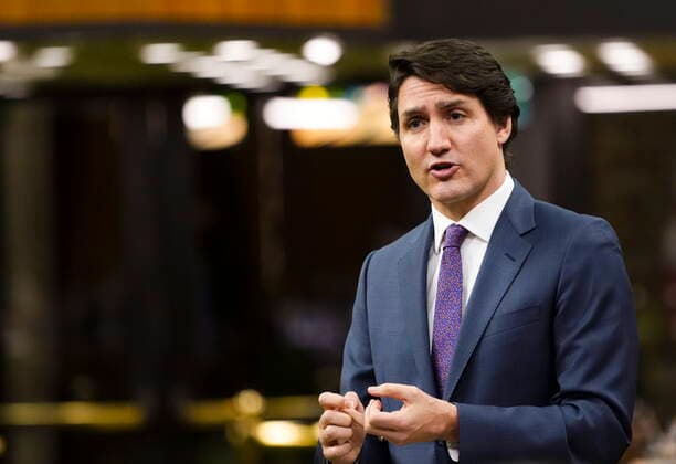 March 31, 2022, Ottawa, Ontario, Canada: Prime Minister Justin Trudeau stands during question period in the House of Commons on Parliament Hill in Ottawa on Thursday, March 31, 2022. Ottawa Canada  - ZUMAc35_ 20220331_zaf_c35_033 Copyright: xThexCanadianxPressx