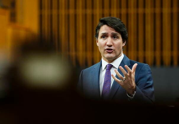 March 31, 2022, Ottawa, Ontario, Canada: Prime Minister Justin Trudeau stands during question period in the House of Commons on Parliament Hill in Ottawa on Thursday, March 31, 2022. Ottawa Canada  - ZUMAc35_ 20220331_zaf_c35_037 Copyright: xThexCanadianxPressx
