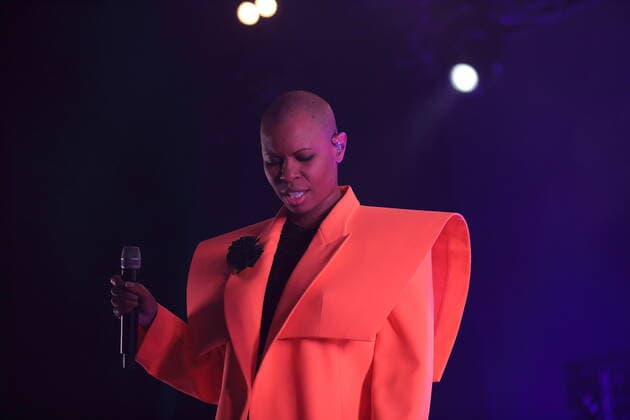 Deborah Anne Dyer alias Skin von der Band Skunk Anansie bei einem Konzert in der Columbiahalle in Berlin, 31. März 2022. Skunk Anansie Konzert Berlin