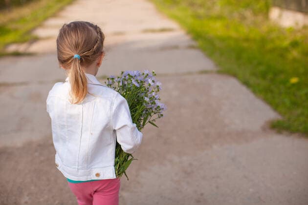 Creative Highlights Symbolbilder Little cute girl walking with a bouquet of flowers, model released, , 10262936.jpg, fashion, girl, child, flowers, walk, street, house, garden, village, country side, bouquet, taste, rear view, smell, summer, happiness, person, kid, blue, carefree, caucasian, cheerful, childhood, colorful, day, female, fun, happy, holding, landscape, little, looking, looking up, one, outdoor, outside, people, playing, portrait, run, sunlight, walking, young, laugh, smile, nice, small,