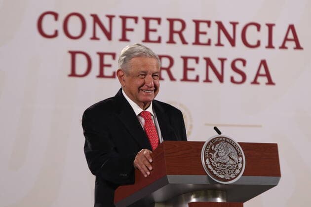 Mexican President Daily Press Conference MEXICO CITY, MEXICO - APRIL 1, 2022: Mexico™s President, Andres Manuel Lopez Obrador, gestures while talk during his Daily Morning briefing Conference at National Palace. On April 1, 2022 in Mexico City, Mexico. (Photo by Ismael Rosas Eyepix Group) Copyright: xIsmaelxRosas xEyepixxGroupx EYEPIX_IR_01042022_59366